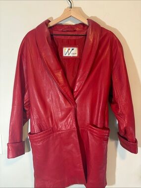 Vintage Woman’s Wilson’s Red Leather Trench Coat
